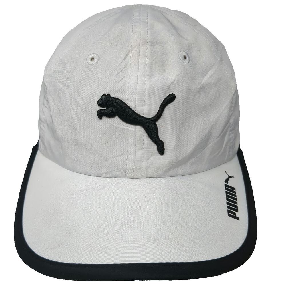 Puma Baseball Cap White OSFM Performance Embroidered Logo Strapback Hat Running